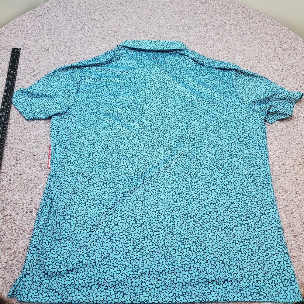 (New) Redvanly Men's XL Floral Blue Golf Performance Polo Shirt $110 NWT - Picture 6 of 8
